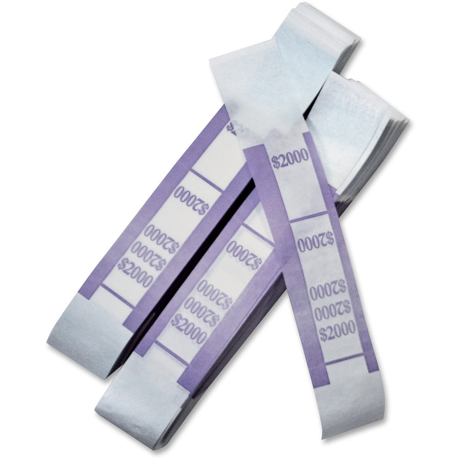 ICONEX SecurIT Currency Straps - Total $2,000 - Color Coded, Sturdy, Adhesive - Kraft Paper - Violet - 1000 / Pack