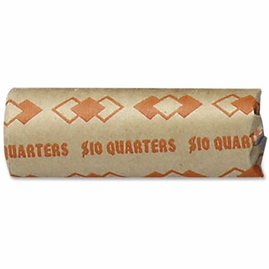 ICONEX SecurIT Tubular Kraft Paper Coin Wrappers - Total $10 in 25� Denomination - Sturdy, Color Coded - Kraft Paper - Orange - 1000 / Carton