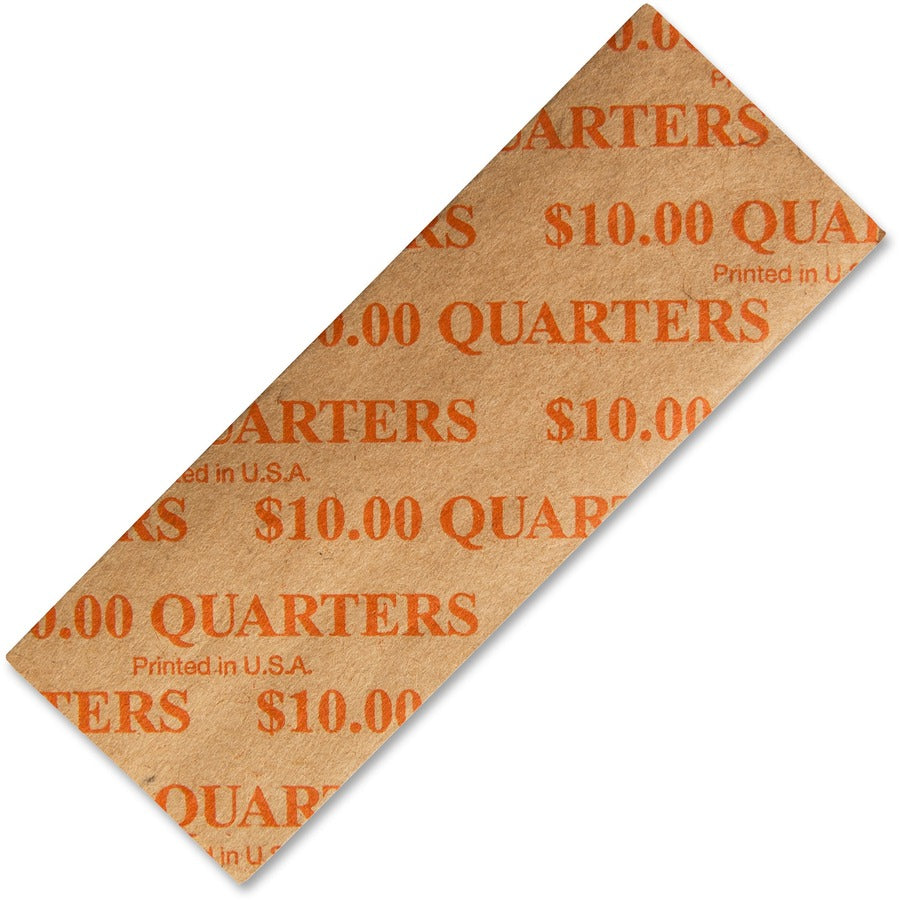 ICONEX SecurIT Color-coded Flat Coin Wrappers - Total $10 in 25� Denomination - Color Coded, Sturdy - Kraft Paper - Orange - 1000 / Pack