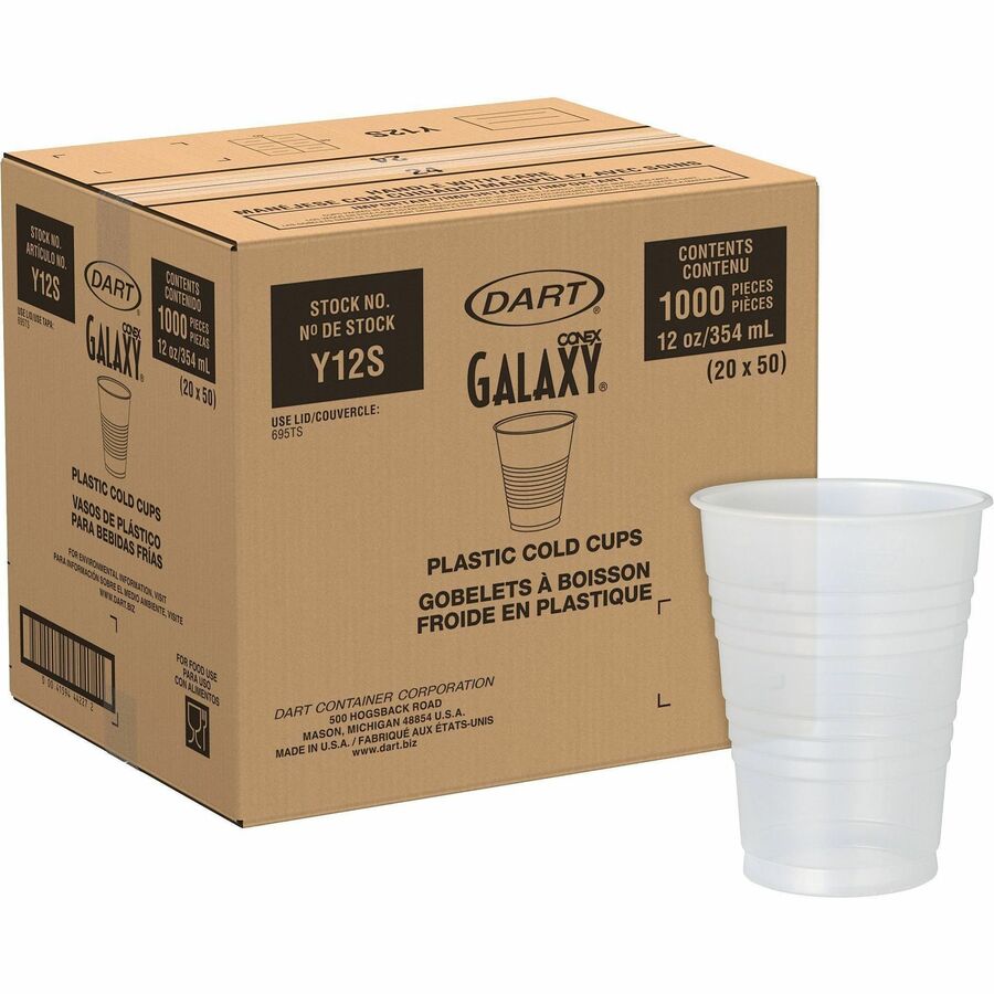 Solo Galaxy 12 oz Plastic Cold Cups - 12 fl oz - Translucent - Plastic, Polystyrene - Cold Drink - 50/Bag - 20 / Carton