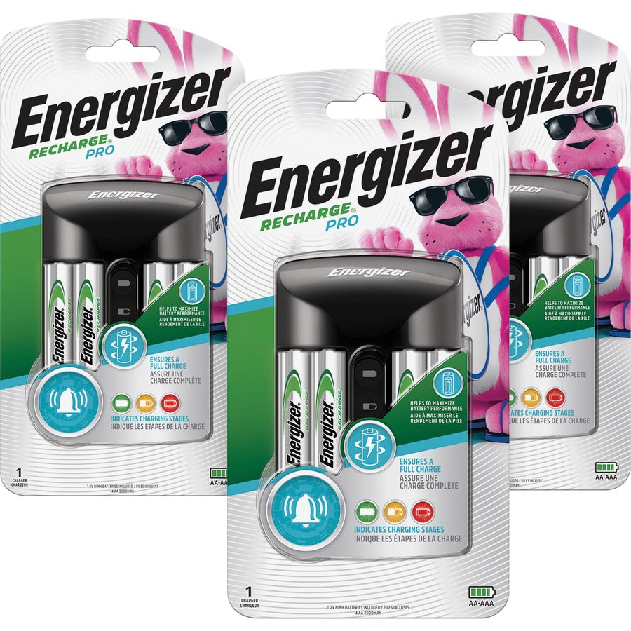 Energizer Recharge Pro AA/AAA Battery Charger - 3 Hour Charging - Supports 4 Batteries - Battery Size: AA, AAA - 3 / Carton
