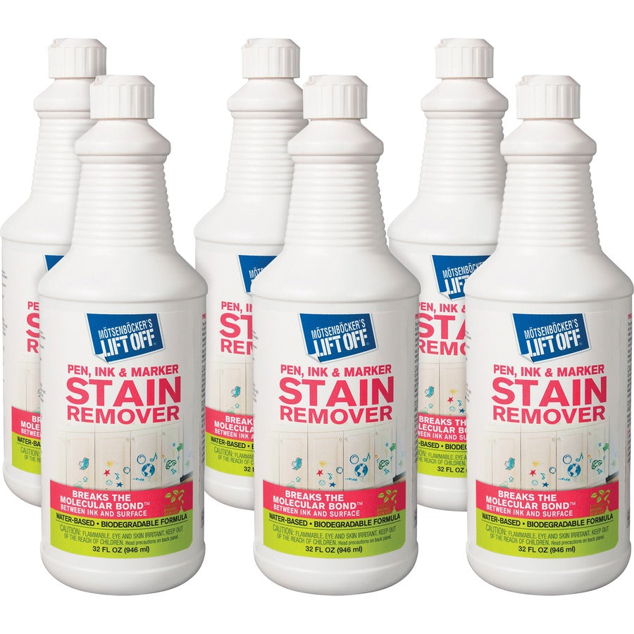 M�tsenb�cker's Lift Off Pen/Ink/Marker Stain Remover - For Wall, Countertop, Desk, Wood, Plastic, Tile, Vinyl, Laminate, Metal - Liquid - 32 fl oz (1 quart) - Recommended For: Stain Remover, Ink Remover, Pen Mark Remover, Dry-Erase Marker Remover, Perm...