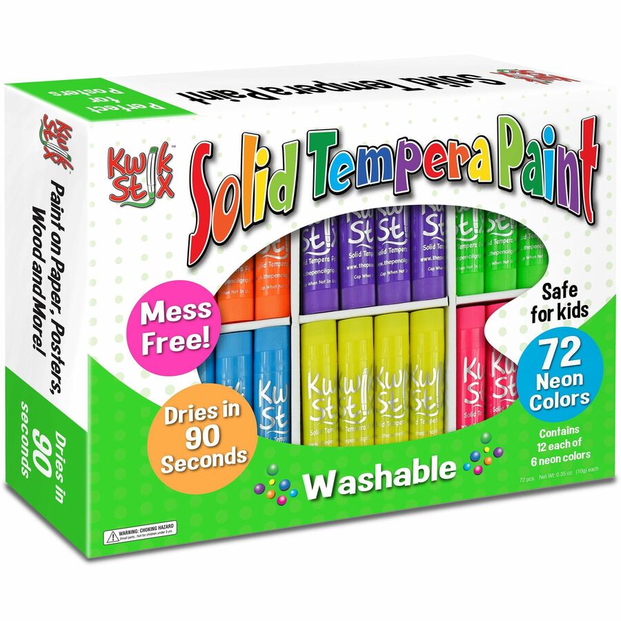 Kwik Stix Kwik Stix Neon Solid Tempera Paint - Assorted Neon - 72 / Box