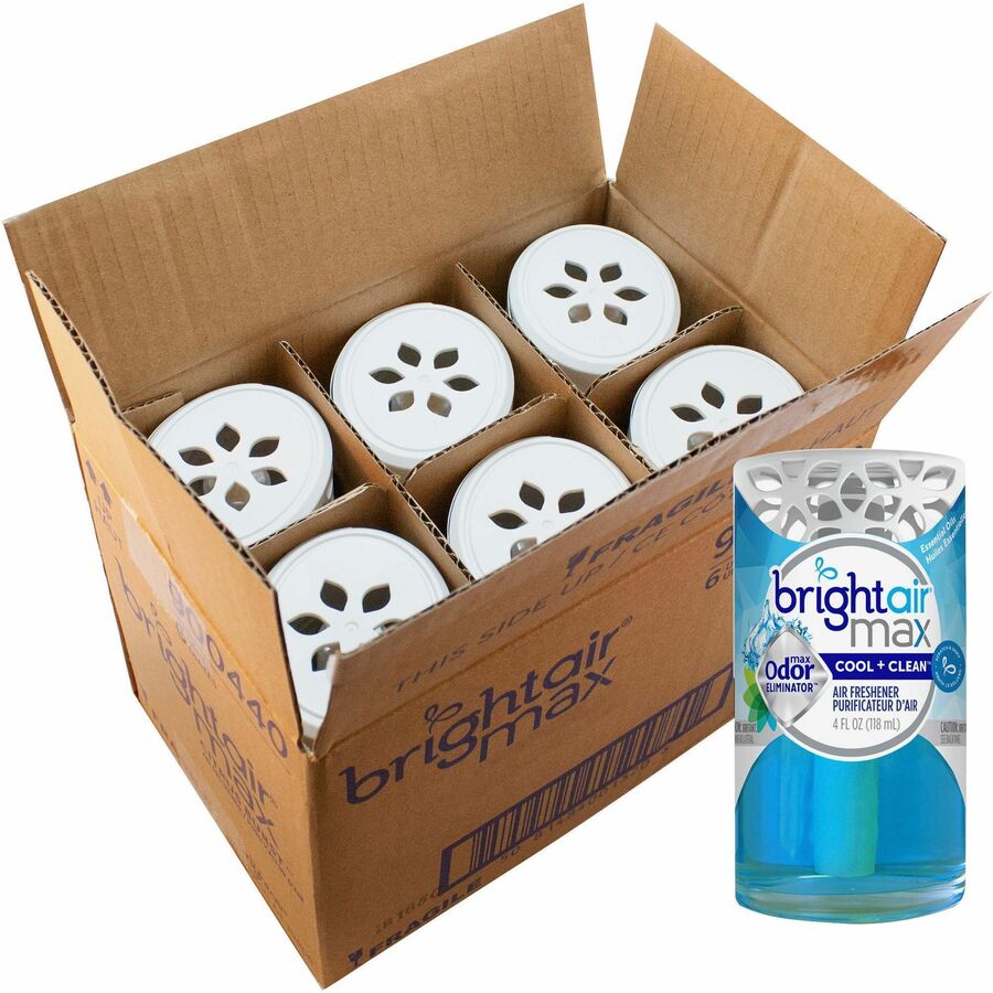 Bright Air Max Odor Eliminator - Gel - 4 fl oz (0.1 quart) - Cool + Clean - Phthalate-free, BHT Free, Paraben-free, Formaldehyde-free, NPE-free, Triclosan-free, Odor Neutralizer - 6 / Carton