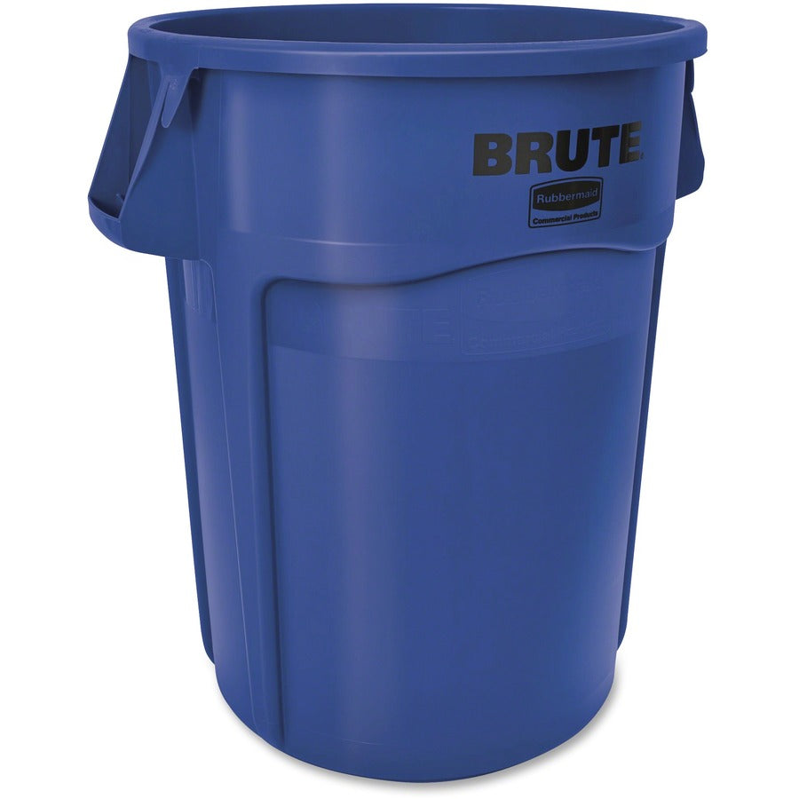Rubbermaid Commercial Brute 44-Gallon Vented Utility Containers - 44 gal Capacity - Round - Handle, Reinforced, UV Coated, Water Resistant, Heavy Duty, Tear Resistant, Vented, Reinforced - 31.5" Height x 24" Diameter - Plastic - Blue - 4 / Carton