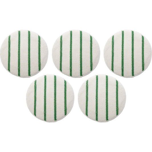 Rubbermaid Commercial Green Stripe Carpet Bonnet - 19" Diameter - 300 rpm Maximum Speed Supported - Scrub Strip - White, Green - 5 / Carton