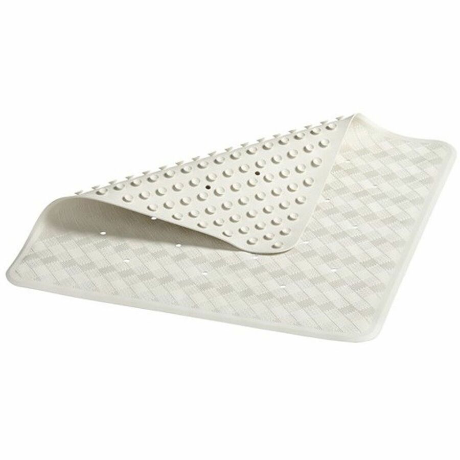 Rubbermaid Commercial Safti Grip Bath Mats - Bathroom - 28" Length x 16" Width - Rectangular - Textured - Rubber - White - 12 / Carton