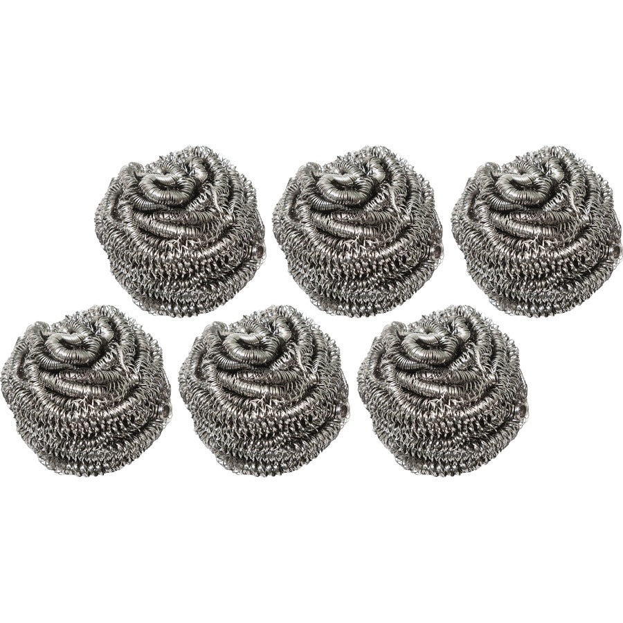 Genuine Joe Stainless Steel Scrubber - Ready-To-Use - No-mess - Silver - 12/Box - 6 / Carton