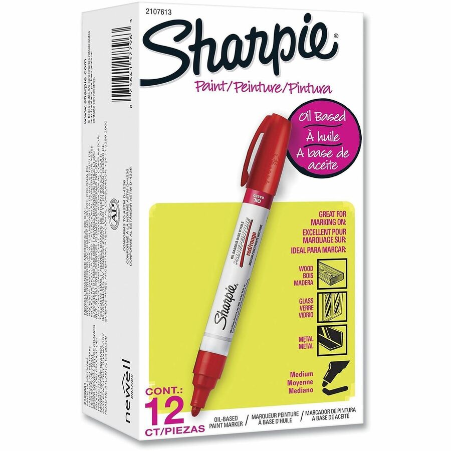 Sharpie Oil-based Paint Markers - Red Ink - Oil Based - 12 / Dozen