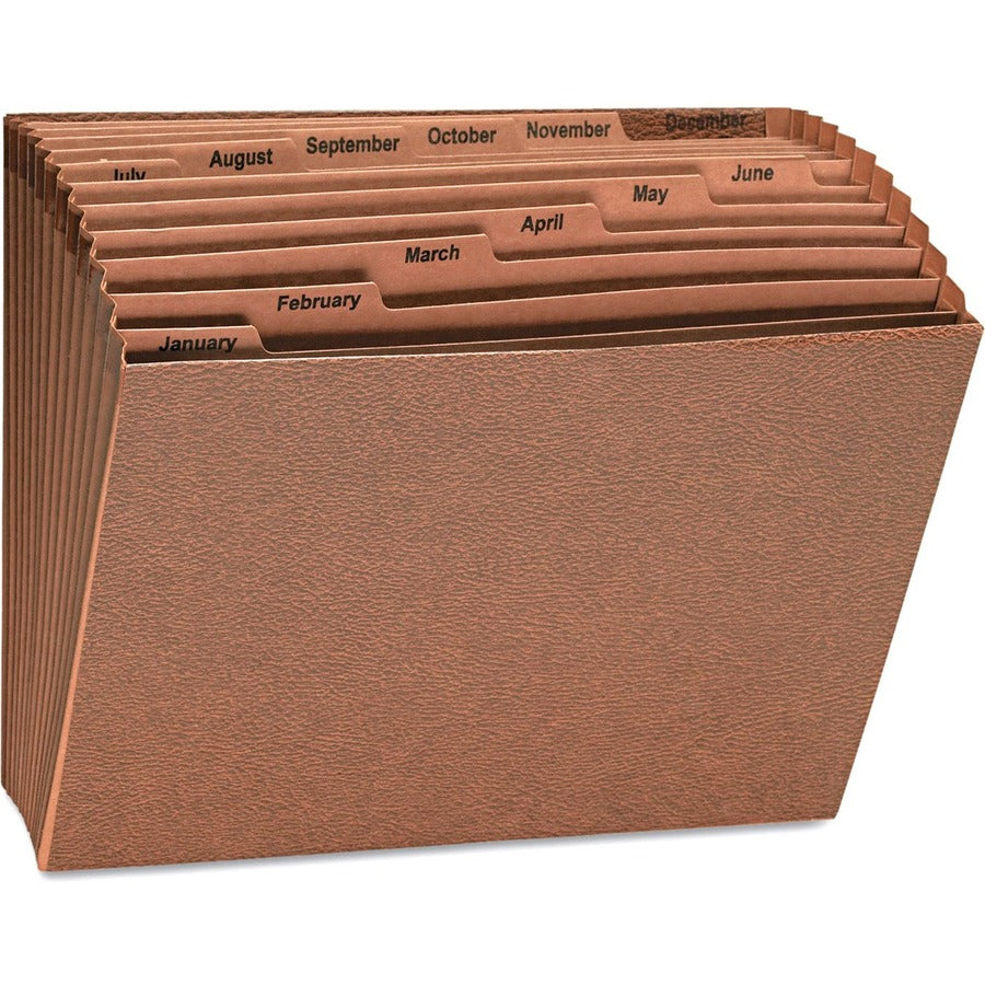 Universal 1/12 Tab Cut Letter Expanding File - 8 1/2" x 11" - Capacity7/8" Expansion - 12 Pocket - Assorted Tab Position - Redrope - Redrope - 30% Recycled - 1 Each