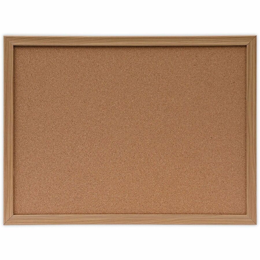Universal Bulletin Board - 18" Board Height x 24" Board Width - Tan Natural Cork Surface - Self-healing, Corner, Durable - Oak Wood Frame - 1 Each