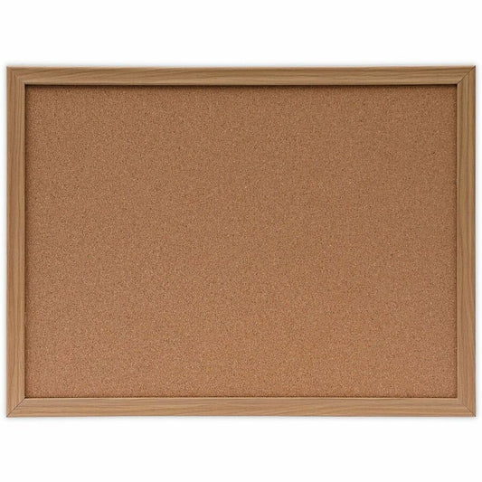 Universal Bulletin Board - 18" Board Height x 24" Board Width - Tan Natural Cork Surface - Self-healing, Corner, Durable - Oak Wood Frame - 1 Each