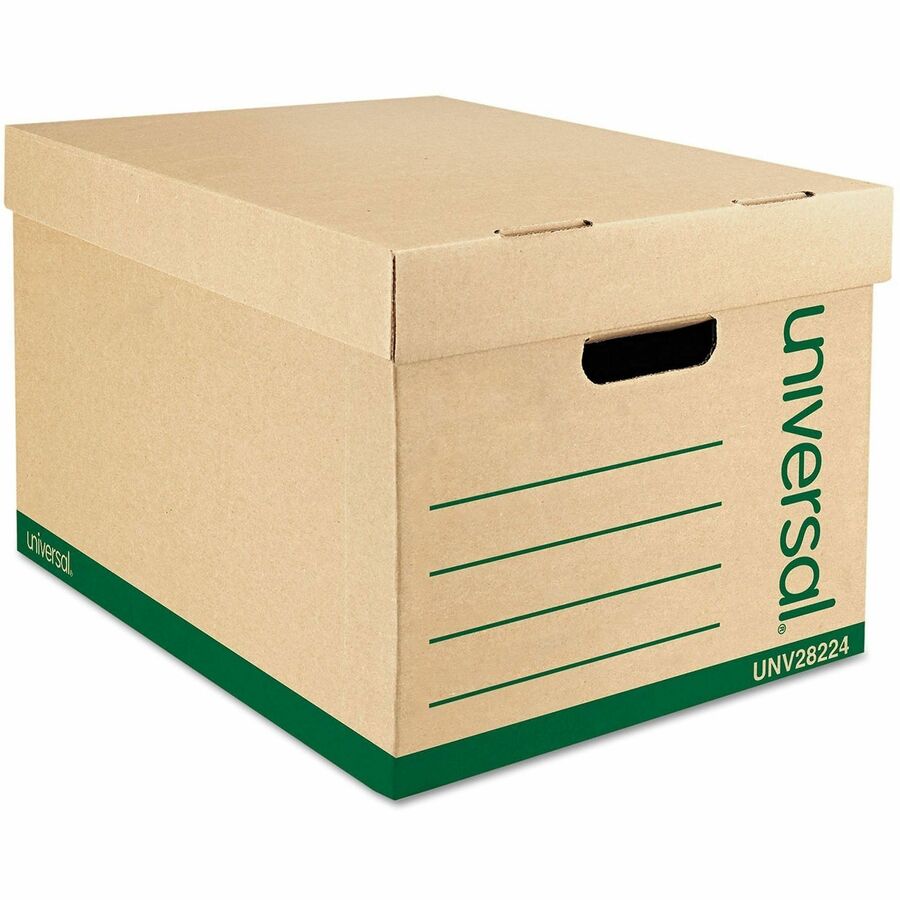 Universal Storage Case - Internal Dimensions: 12" Width x 15" Depth x 10.25" Height - Media Size Supported: Letter, Legal - Lift-off Closure - Heavy Duty - Stackable - Corrugated Fiberboard - Kraft, Green - For Box File - 12 / Carton