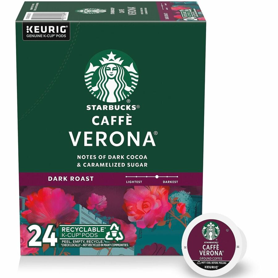 Starbucks K-Cup Caffe Verona Coffee - Dark - K-Cup - Caffe Verona - 24 / Box