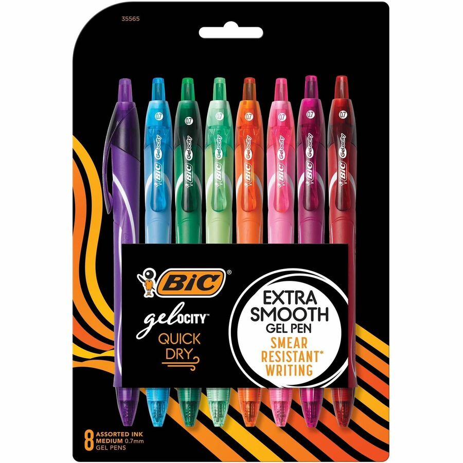 BIC Gel-ocity Gel Pen - Retractable - Assorted Ink - Gel-based - Assorted Barrel - 8 / Pack