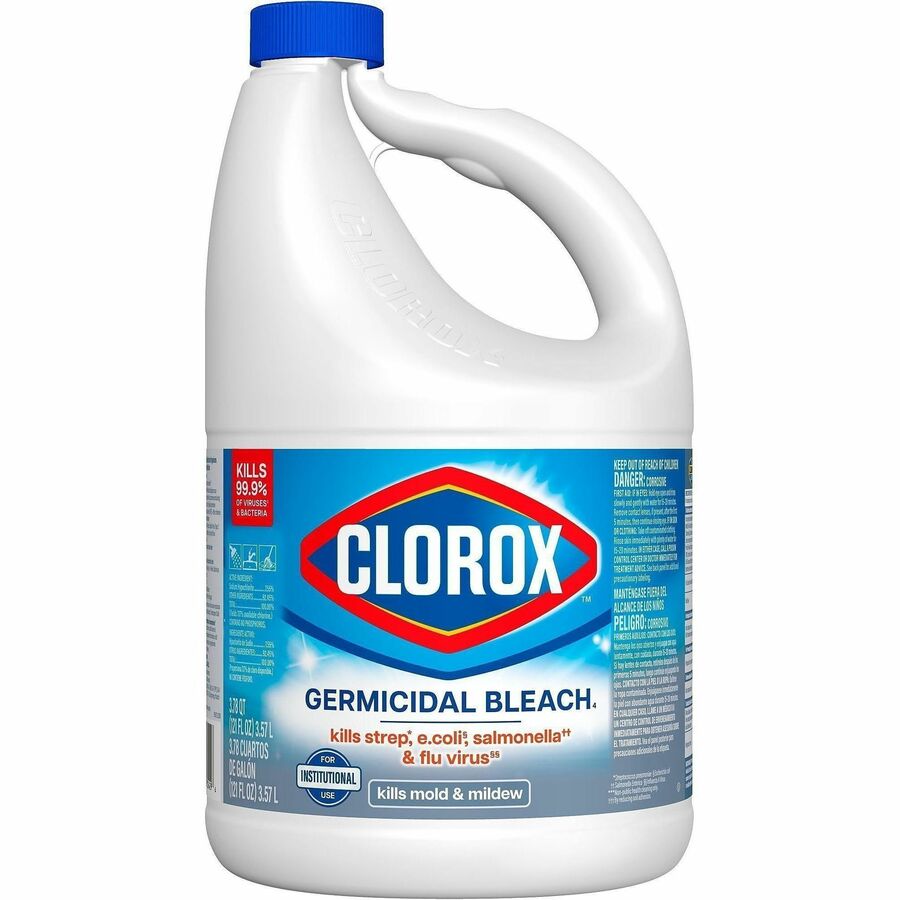 Clorox Germicidal Bleach - For Household, Office, Restaurant, Commercial - Concentrate - Liquid - 121 fl oz (3.8 quart) - Regular Scent - Recommended For: Germs Remover, Bacteria Remover, Virus Remover, Mold Remover, Mildew Remover - White - 1 Each