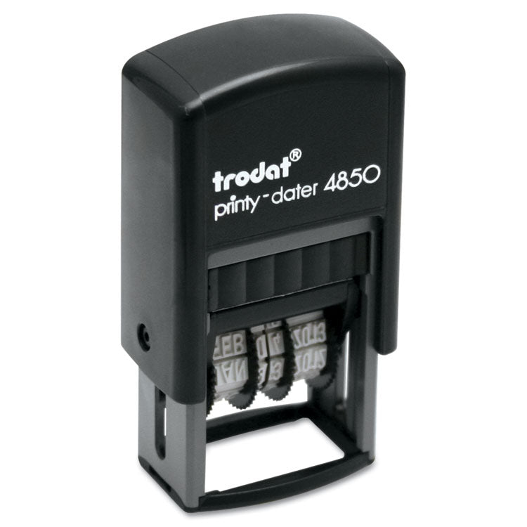 Printy Economy Micro 5-in-1 Date Stamp, Self-Inking, 1" x 0.75", Blue/Red
