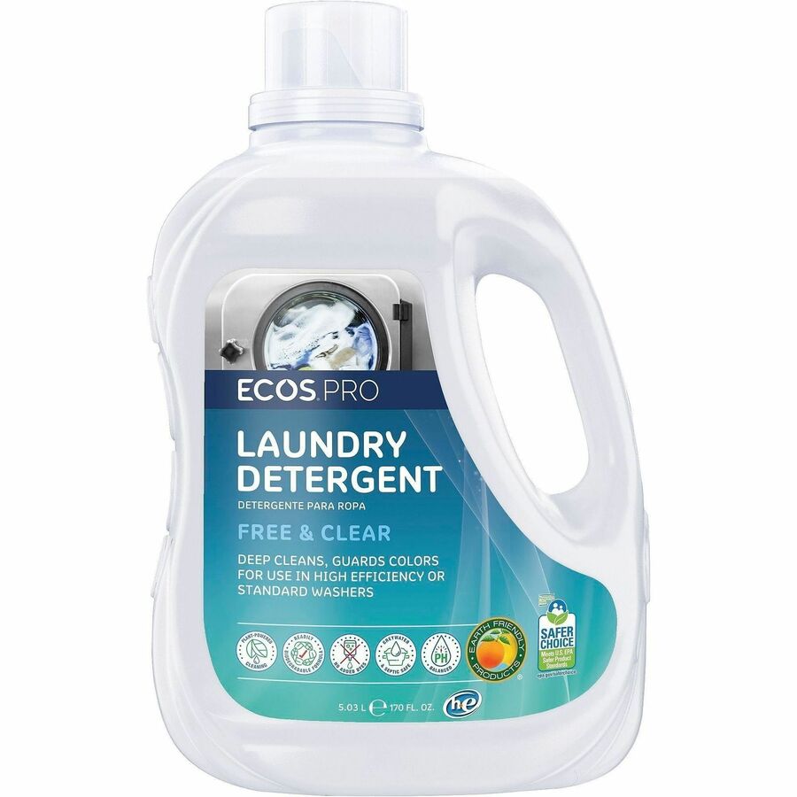 ECOS&reg, PRO Free & Clear Liquid Laundry Detergent - Concentrate - 170 fl oz (5.3 quart) - Free & Clear Scent - Hypoallergenic, Fade Resistant, pH Balanced, Dye-free - 2 / Carton