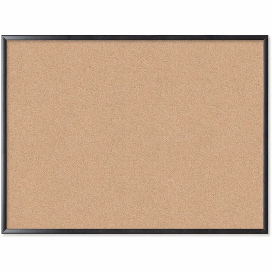 U Brands Cork Bulletin Board - 36" Board Height x 48" Board Width - Natural Cork Surface - Self-healing, Durable, Mounting System, Tackable, Sturdy - Black Wood Frame - 1 Each