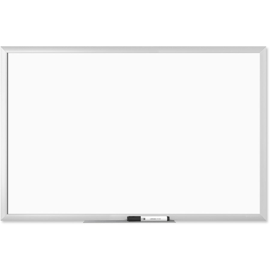 U Brands Melamine Non-Magnetic Dry-Erase Board - 36" (3 ft) Width x 24" (2 ft) Height - White Melamine Surface - Silver Aluminum Frame - Rectangle - Horizontal/Vertical - 1 Each