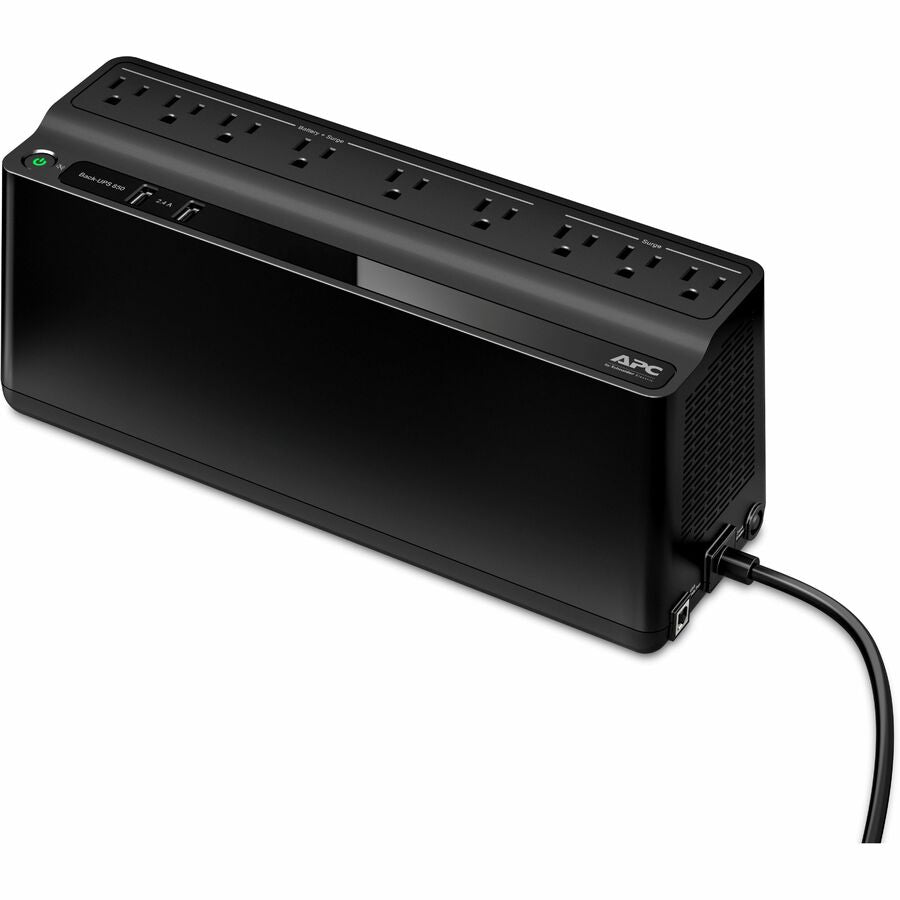 APC Back-UPS 850VA Wall Mountable UPS - Tower - 8 Hour Recharge - 2 Minute Stand-by - 120 V Input - 120 V AC Output - Single Phase - Stepped Approximated Sine Wave - 6 x NEMA 5-15R, 3 x NEMA 5-15R Surge Receptacle(s) - 9 x Battery/Surge Outlet - USB
