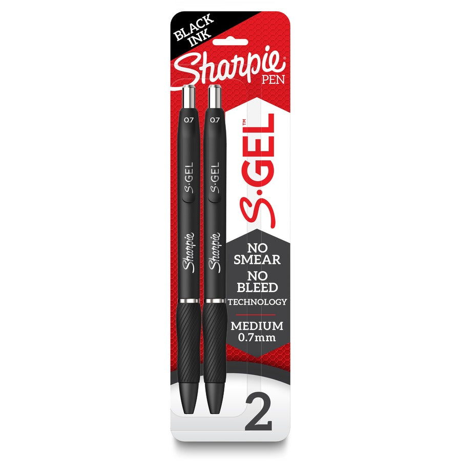 Sharpie S-Gel Pens - Black Ink - Gel-based - Black Barrel - 2 / Pack