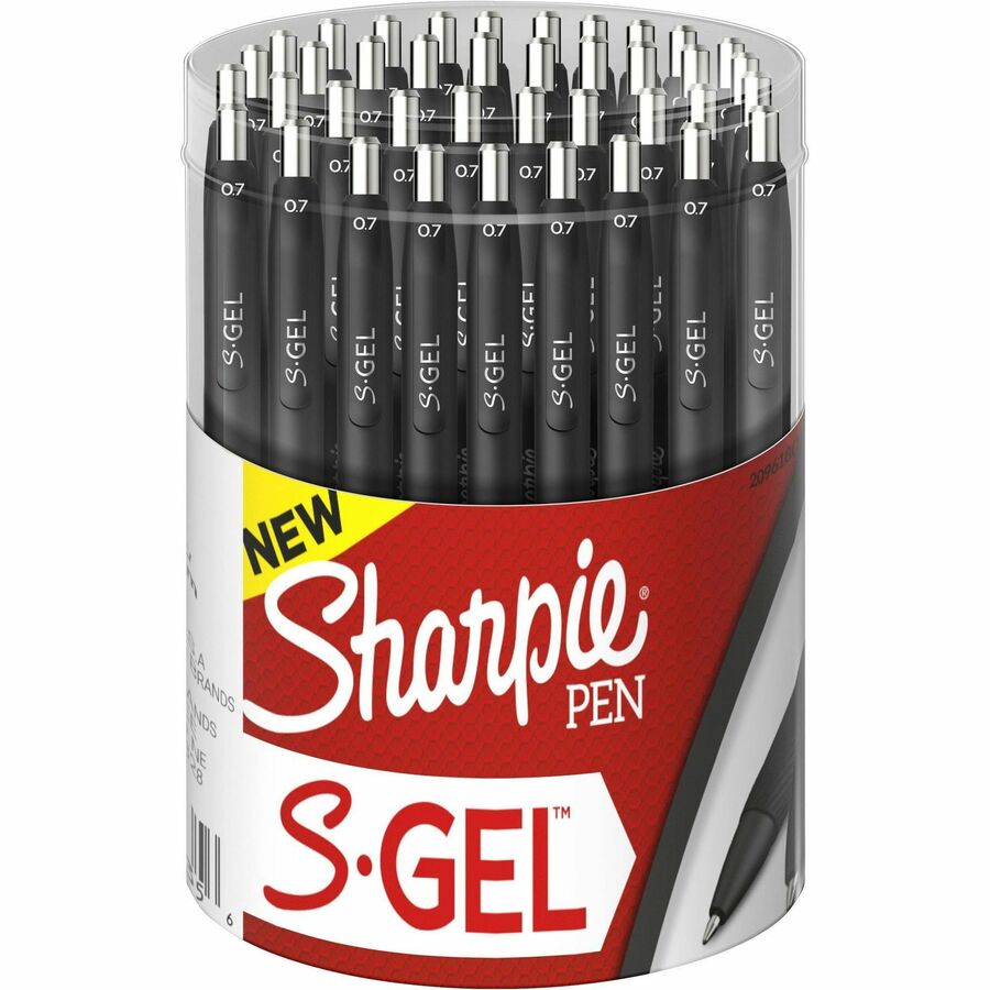 Sharpie S-Gel Gel Pen - Refillable - Retractable - Black Ink - Gel-based - Black Barrel - 36 / Box