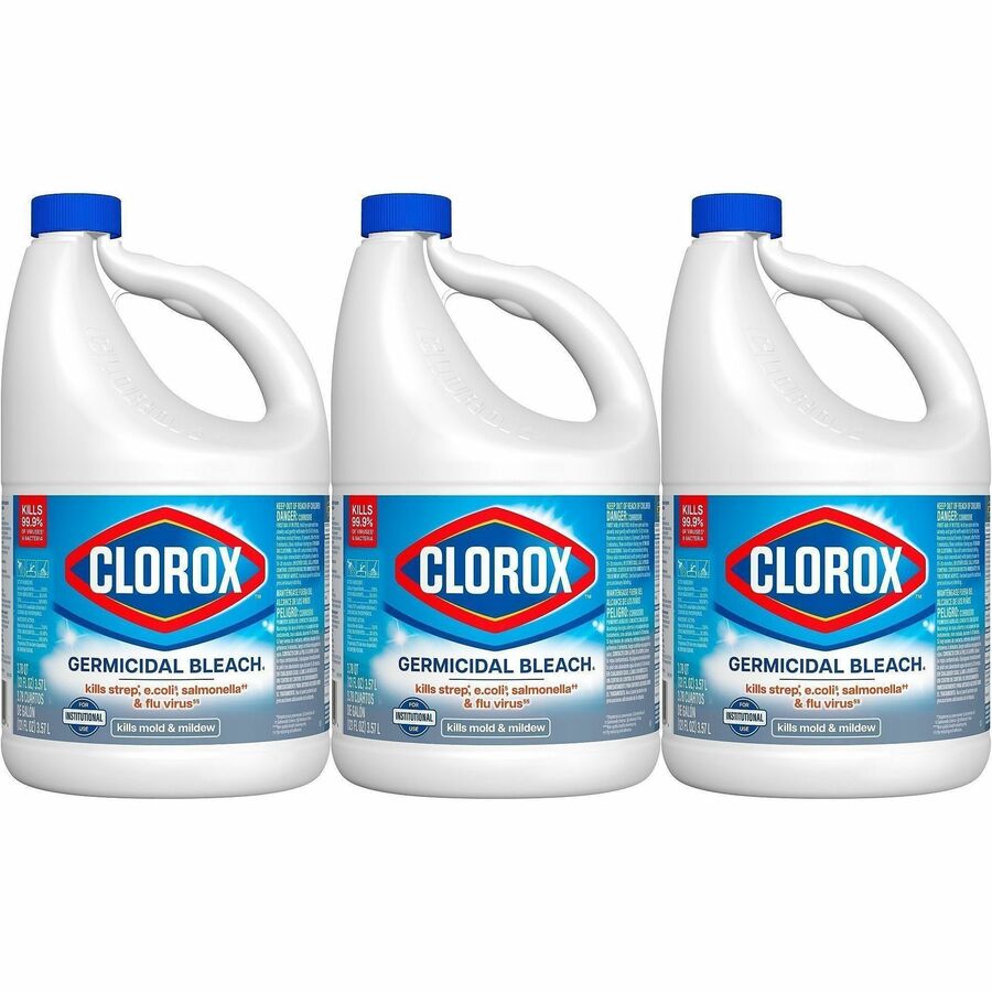 Clorox Germicidal Bleach - For Hard Surface, Nonporous Surface, Office, Restaurant, Commercial - Concentrate - Liquid - 121 fl oz (3.8 quart) - Regular Scent - Recommended For: Germs Remover, Odor Remover, Mold Remover, Mildew Remover - Disinfectant...