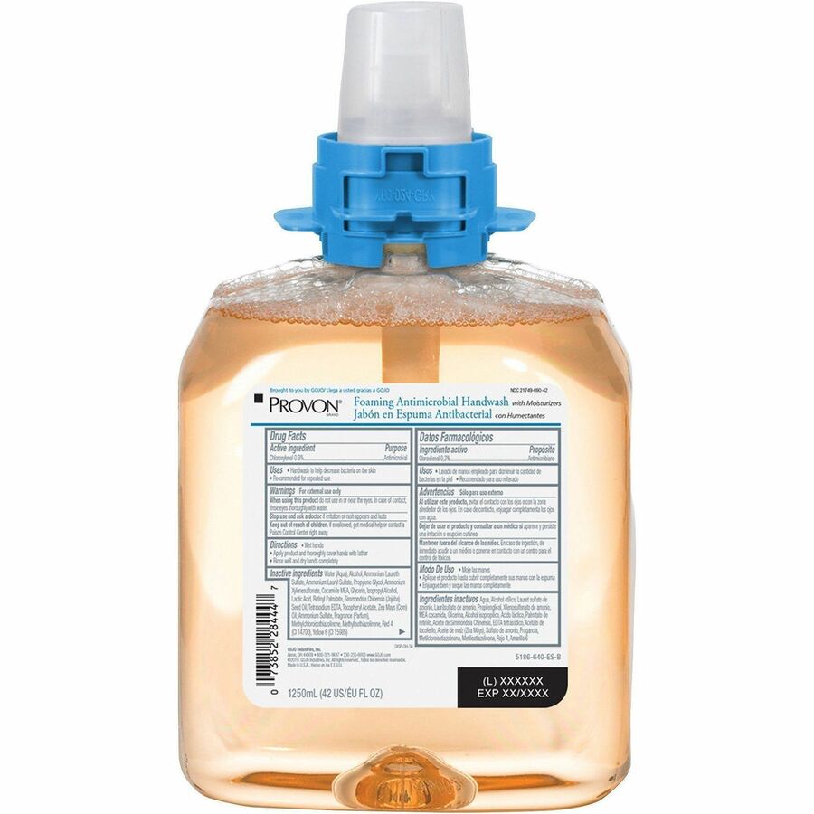 Provon FMX-12 Foaming Antimicrobial Handwash - Fruity Scent - 1.32 quart - Kill Germs, Bacteria Remover - Hand - Moisturizing - Amber - Rich Lather, Dye-free, Bio-based - 1 Each