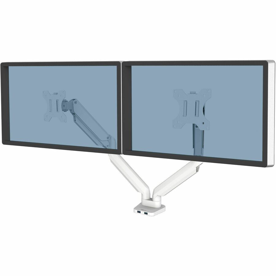 Fellowes Platinum Mounting Arm for Monitor - White - Height Adjustable - 2 Display(s) Supported - 32" to 40" Screen Support - 35.27 lb Load Capacity - 75 x 75, 100 x 100 - VESA Mount Compatible - 1 Each