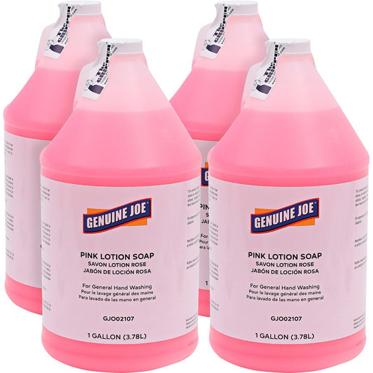 Genuine Joe Pink Lotion Soap - 1 gal - Hand, Skin - Pink - Rich Lather - 4 / Carton
