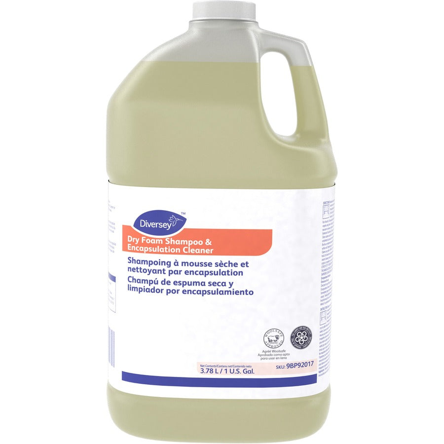 Diversey Dry Foam Shampoo & Cleaner - 128 fl oz (4 quart) - Floral Scent - Easy to Use, Residue-free - Straw - 4 / Carton