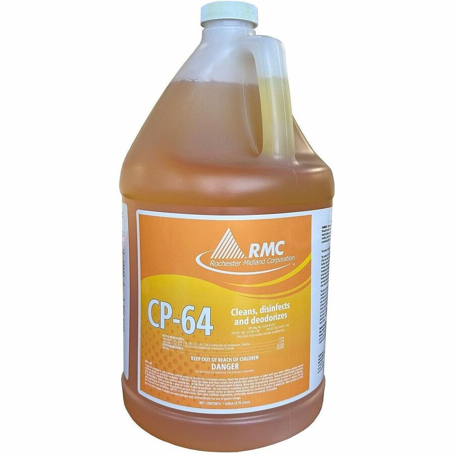 RMC CP-64 Hospital Disinfectant - Concentrate - 128 fl oz (4 quart) - Fresh Lemon Scent - Deodorize - Yellow - 1 Each