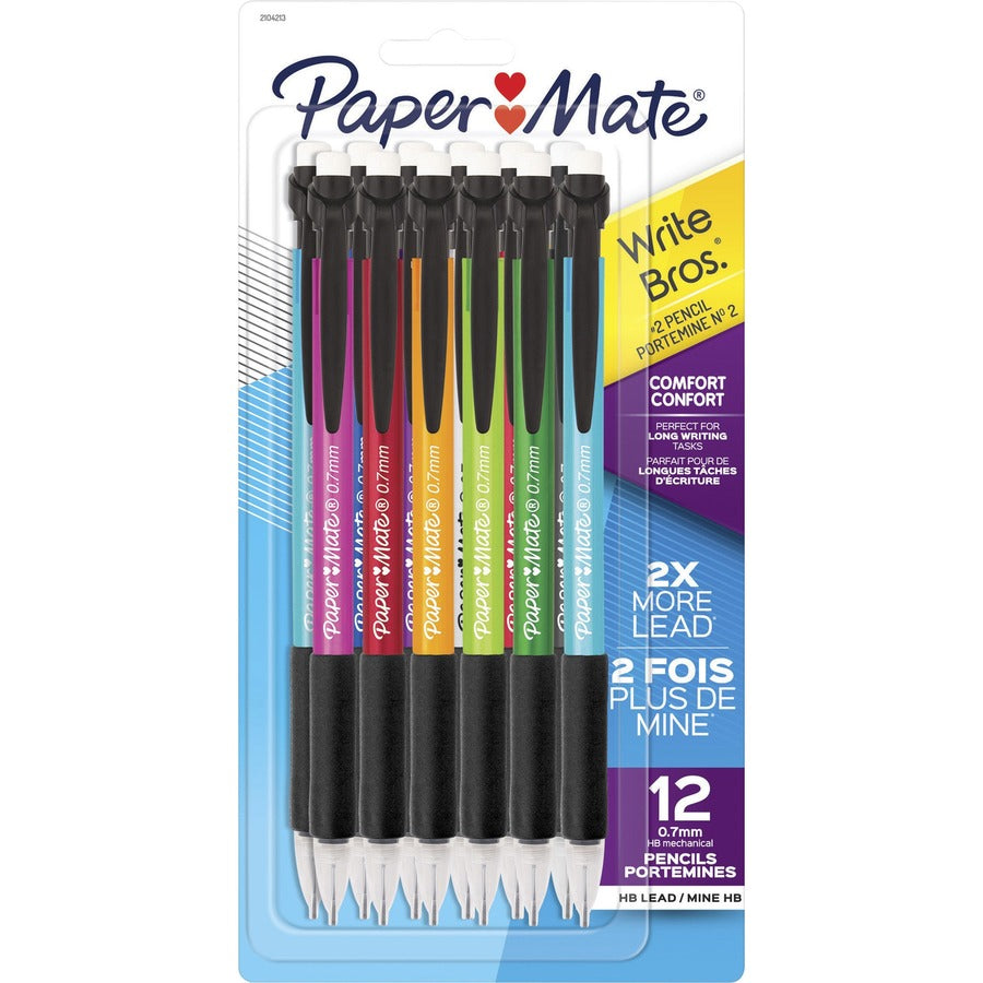 Paper Mate Write Bros. Classic Mechanical Pencils - 0.7 mm Lead - #2 - 12 / Dozen