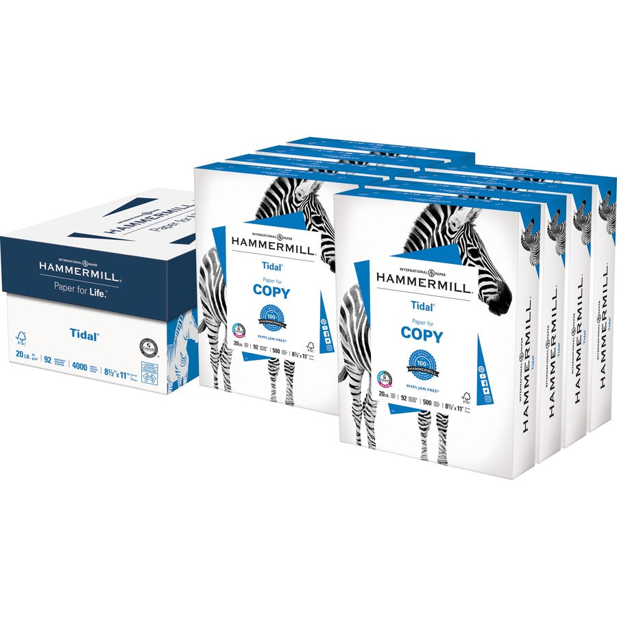 International Paper International Paper Tidal Paper - White - 92 Brightness - Letter - 8 1/2" x 11" - 20 lb Basis Weight - 75 g/m², Grammage - White - 500 Sheets per Ream - 8 / Carton