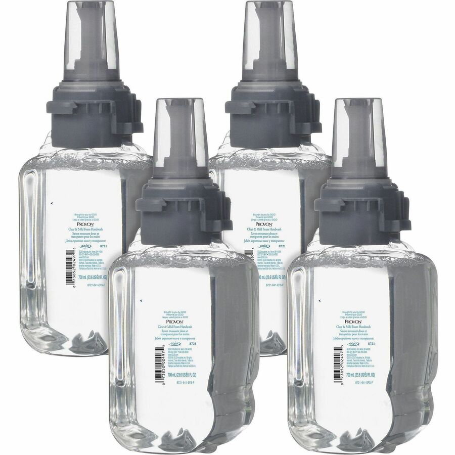 Provon ADX-7 Clear & Mild Foam Handwash - Fragrance-free Scent - 23.67 fl oz - Pump Bottle Dispenser - Kill Germs - Hand - Moisturizing - Clear - Rich Lather, Dye-free, Bio-based - 4 / Carton