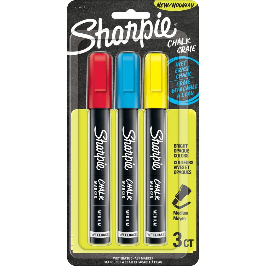 Sharpie Wet Erase Chalk Markers - Red, Blue, Yellow Ink - 3 / Pack