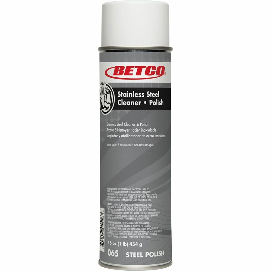 Betco Stainless Steel Cleaner & Polish - Ready-To-Use - 17 oz (1.06 lb) - Grease Resistant, Water Spot Resistant, Spill Resistant, Dirt Resistant, Fingerprint Resistant Aerosol Spray Can - 1 Each