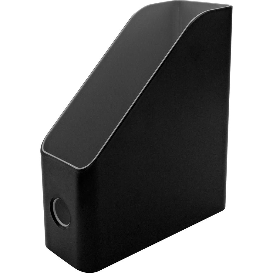 Advantus Fusion Magazine File, Black/Gray - Vertical - 12" Height x 4" Width x 9.9" Depth - Polystyrene - Black, Gray - 1 Each