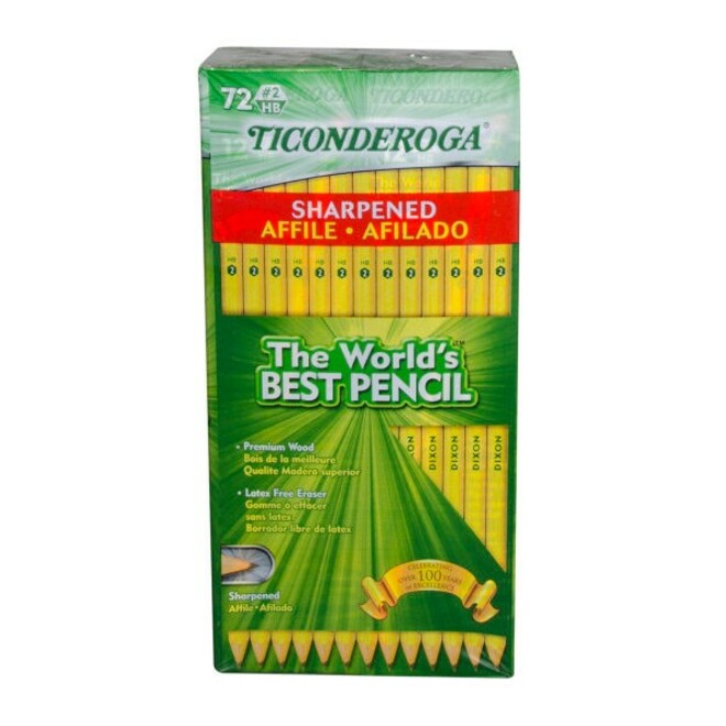 Dixon Ticonderoga #2 Pre-sharpened Pencils, 0.7 mm, Yellow, Pack Of 72 Pencils - 0.7 mm Graphite Lead - #2 - Yellow Barrel - 72 / Pack