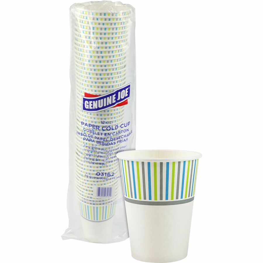 Genuine Joe 12 oz Cold Cups - 12 fl oz - Paper - Cold Drink, Beverage - 50 / Pack