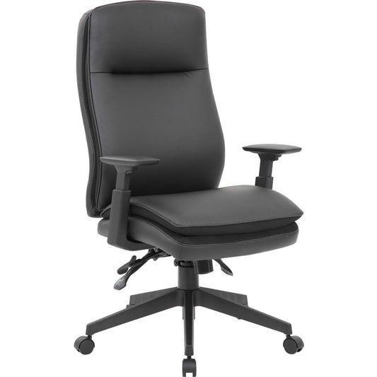 Lorell Soft High-back Executive Office Chair - Black Seat Color - Vinyl Seat Material - Black Back Color - Vinyl Back Material - Black Frame Color - High Back - 5-star Base - Armrest - 1 Each