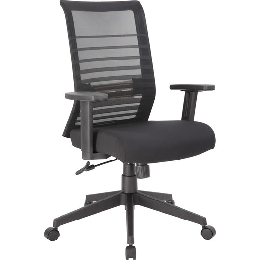 Lorell Horizontal Mesh High-Back Task Chair - Fabric Seat Material - Black - Armrest - 1 Each