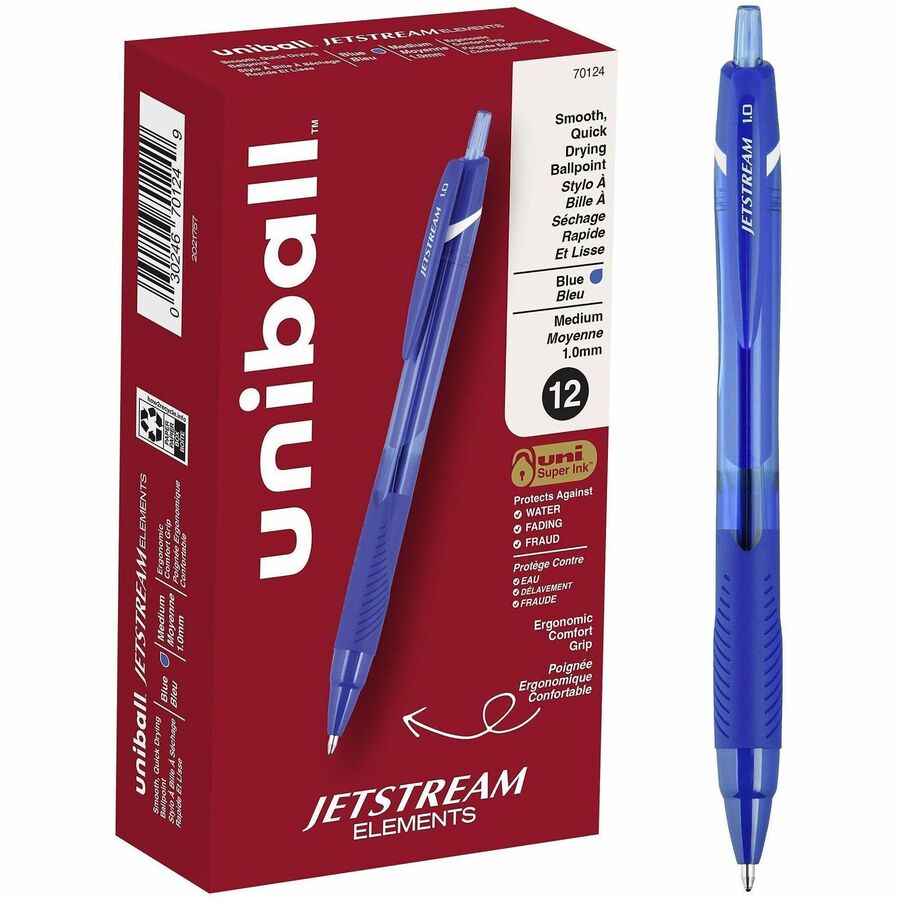 uniball™, Jetstream Elements Ballpoint Pen - Blue Ink - Gel-based - 12 / Dozen