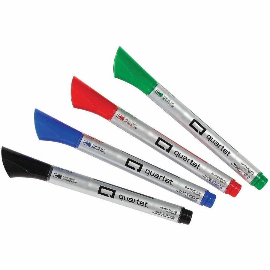 Quartet Premium Glass Board Dry-erase Markers - Erasable - Black, Blue, Red, Green Ink - Liquid - 6 / Pack