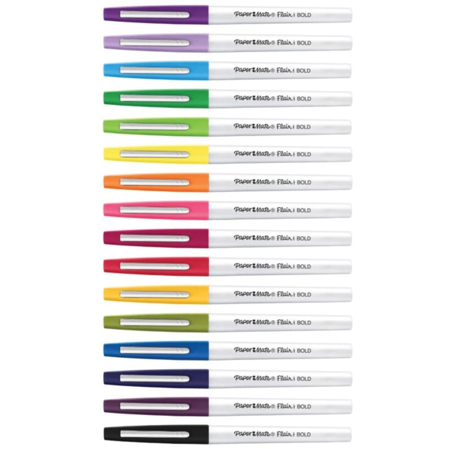 Paper Mate Flair BOLD Felt Tip Pens - 1.2 mm Pen Point - Assorted Ink - 16 / Pack