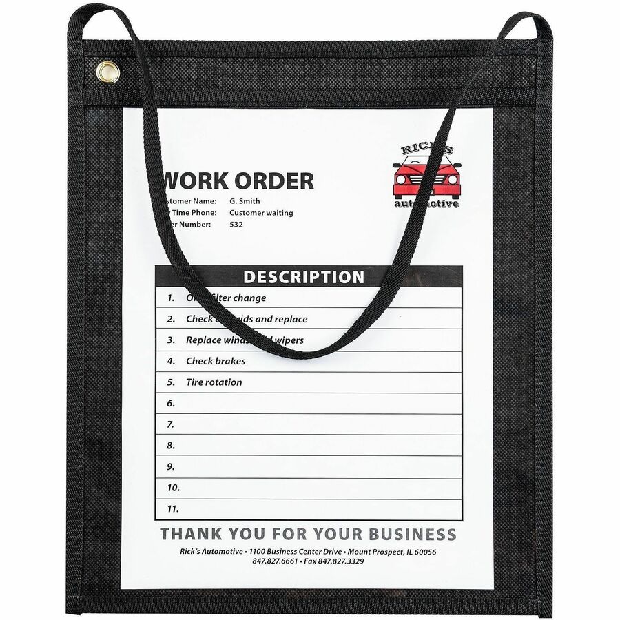 C-Line Fabric Hanging Strap Shop Ticket Holders - 12" Height x 9" Width - Fabric - Clear - 15 / Box