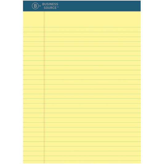 Business Source Premium Writing Pad - 50 Sheets - 0.20" Height x 8.5" Width x 11.8" Length - Tear Proof, Sturdy Back, Bleed-free - 1 Dozen