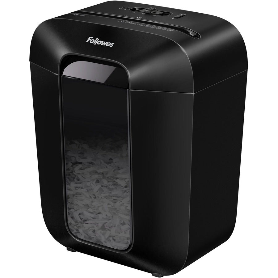 Fellowes LX45 Cross-cut Shredder - Non-continuous Shredder - Cross Cut - 8 Per Pass - for shredding Staples, Paper, Paper Clip, Credit Card - 0.156" x 1.563" Shred Size - P-4 - 6 Minute Run Time - 20 Minute Cool Down Time - 4 gal Wastebin Capacity - Black