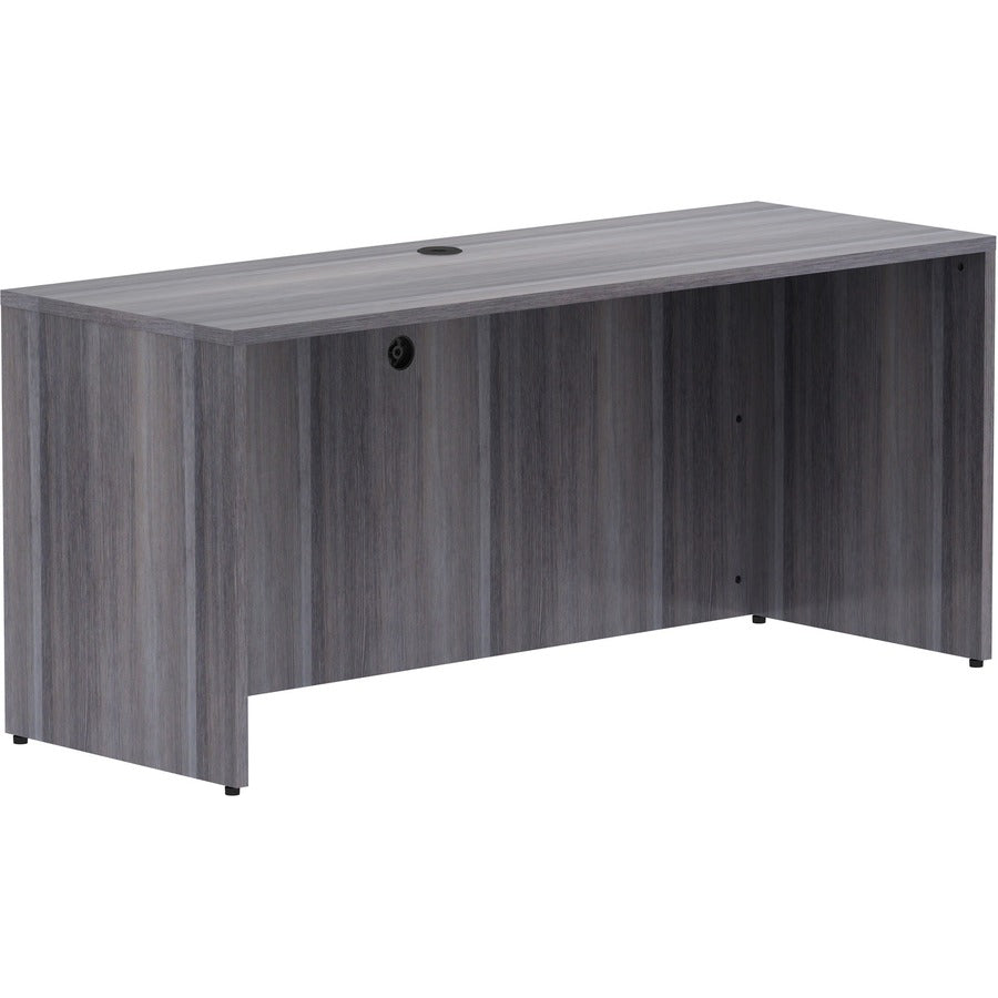 Lorell Essentials Series Credenza Shell - Rectangle - 29.5" Height x 66" Width x 24" Depth Credenza Shell, 1" Thickness Top - Finish: Weathered Charcoal Laminate, Silver Brush - 1 Each